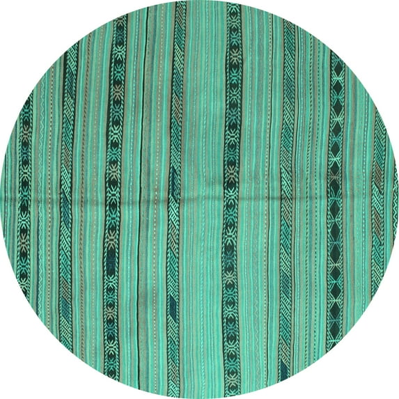 Ahgly Company Machine Washable Indoor Round Southwestern Turquoise Blue Country Area Rugs, 6' Round