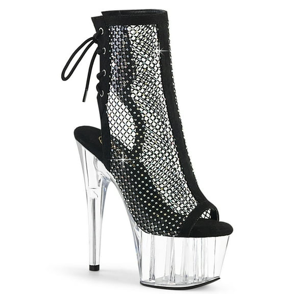 Pleaser ADORE-1018RM Women's 7" Heel Platform Open Toe & Heel Lace Up Back Ankle Boots