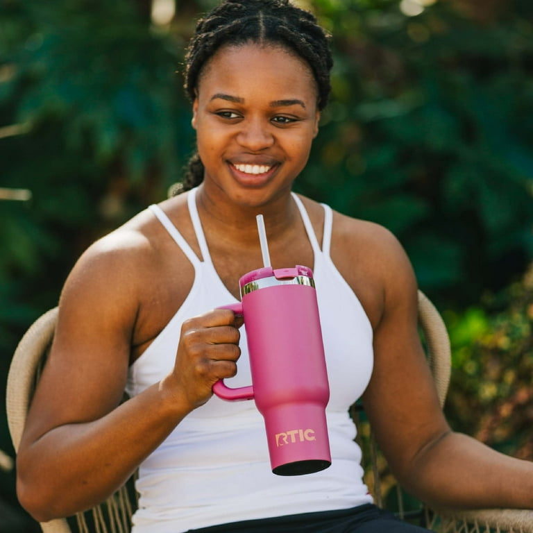 RTIC 40 oz Ceramic Lined Road Trip Tumbler, Leak-Resistant Straw