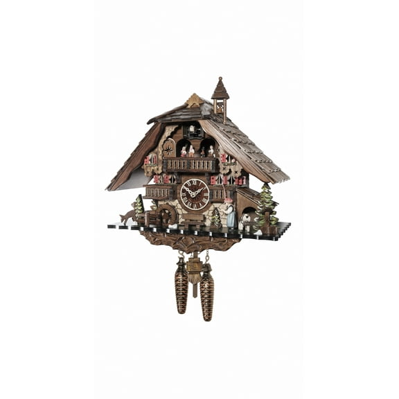 Quartz Cuckoo Clock Black forest house with music and dancers