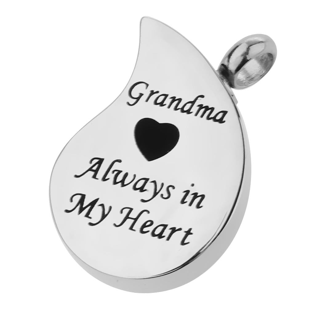 Tnarru Unisex Stainless Steel Urn Necklace Pendant Cremation Keepsake jewelry - Grandma