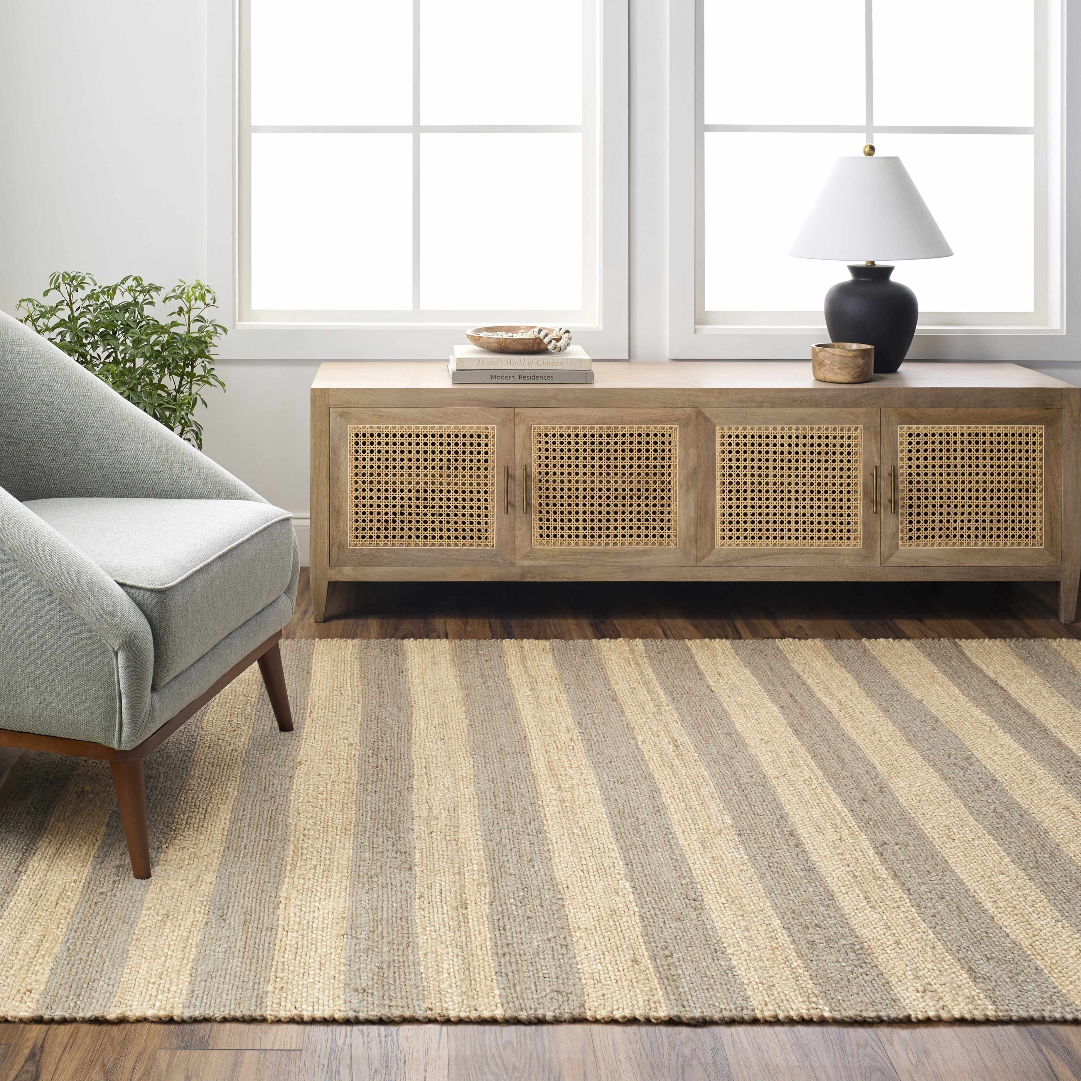 Hauteloom Ilkay Jute Living Room, Bedroom Area Rug - 6' x 9'
