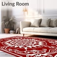 thumbnail image 2 of ODIKA 4'x6' Machine Washable Non-Slip Area Rug, Vintage Yuletide Medallion with Nordic Starburst Motif High Traffic Rug with Pad, Red, 611863, 2 of 8