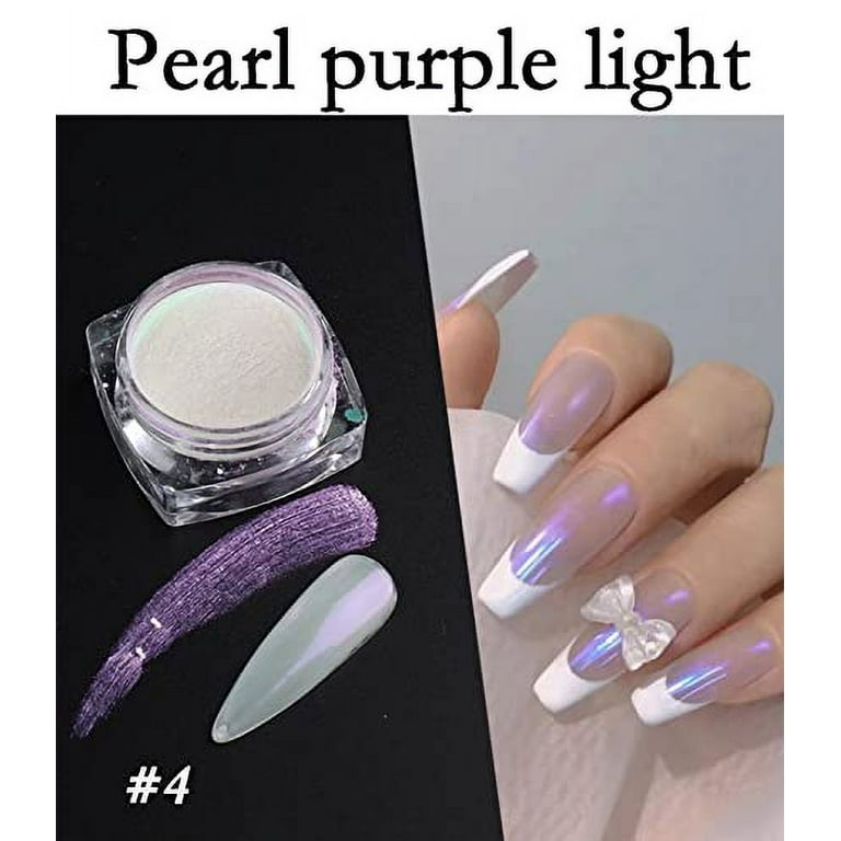 Turlyxie 2 White Chrome Nail Powder, Pearl Chrome Powder with Pearl Shimmer  Effect, Pearl Effect Chrome Glazed Donut Nail 