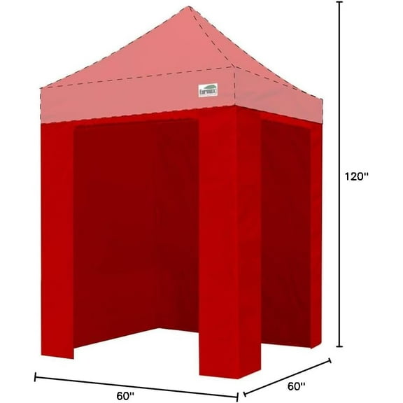 5x5 Canopy Enclosure Wall Kit with 4 Zipper Sidewalls - Red
