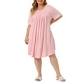 thumbnail image 1 of Camisas de noche para mujeres de tallas grandes Agnes Orinda, de manga corta, con cuello redondo, pijamas, camisones 1X en color rosa, 1 of 8