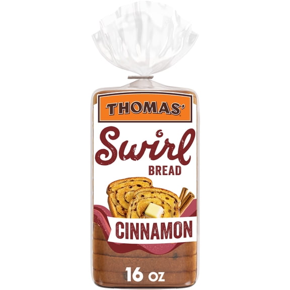 Thomas' Cinnamon Swirl Bread, 16 oz, Cinnamon Bread, Bag