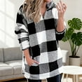 thumbnail image 6 of Zedker Fuzzy Fleece Sweatshirts for Women Quarter Zip Long Sleeve Fluffy Tops Casual Warm Plaid Pullover with Pocket, 6 of 10