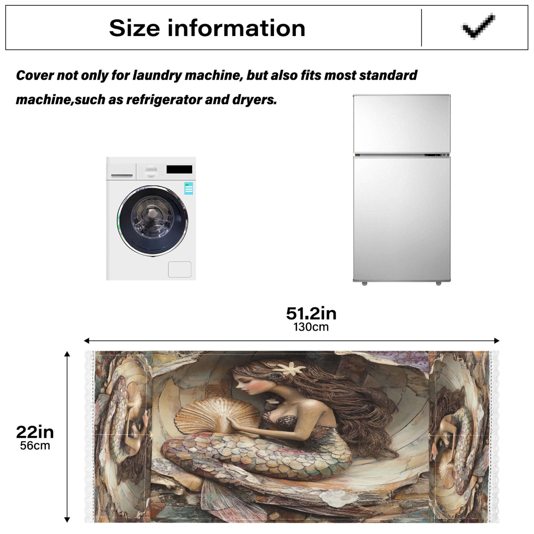 WOBOGO Mermaid Inside The Shell Washing Machine Cloth Dryer Refrigerator Top Cover Protective Non-Slip Mat For Kitchen Laundry