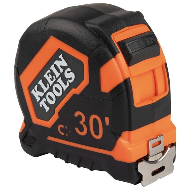 Cinta métrica Klein Tools 9230, cinta métrica de alta resistencia con doble gancho de 30 pies, hoja