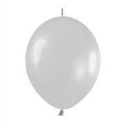 12" Metallic Silver Link O Loon Balloons, Pack Of 50