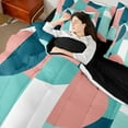 thumbnail image 4 of Castle Fairy Abstract Minimalist 7 Pieces Bedding Comforter Set for Teens Girls Boys,Geometric Semicircle Full Bedding Set Lightweight,Vintage Aesthetic Fitted Sheet Flat Sheet, 4 of 8