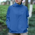 thumbnail image 6 of Wutalume Women's Solid Color Hooded Long Sleeve Jacket Lightweight Windbreaker Sun Protection Coat for Outdoor Hiking Running Sports,Blue M, 6 of 6