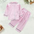 thumbnail image 6 of Hienoo Toddler Girls Pajamas Striped Long Sleeve Button-Down Shirt Pants Casual Sleepwear, 6 of 6
