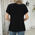 thumbnail image 5 of Uaswgudfs Womens Summer Blouses Loose Fit Basic V Neck Color Block Short Sleeve Tops - Casual Office Wear Tunic Shirts, 5 of 5