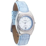 Crystal Bezel Blue Strap Watch