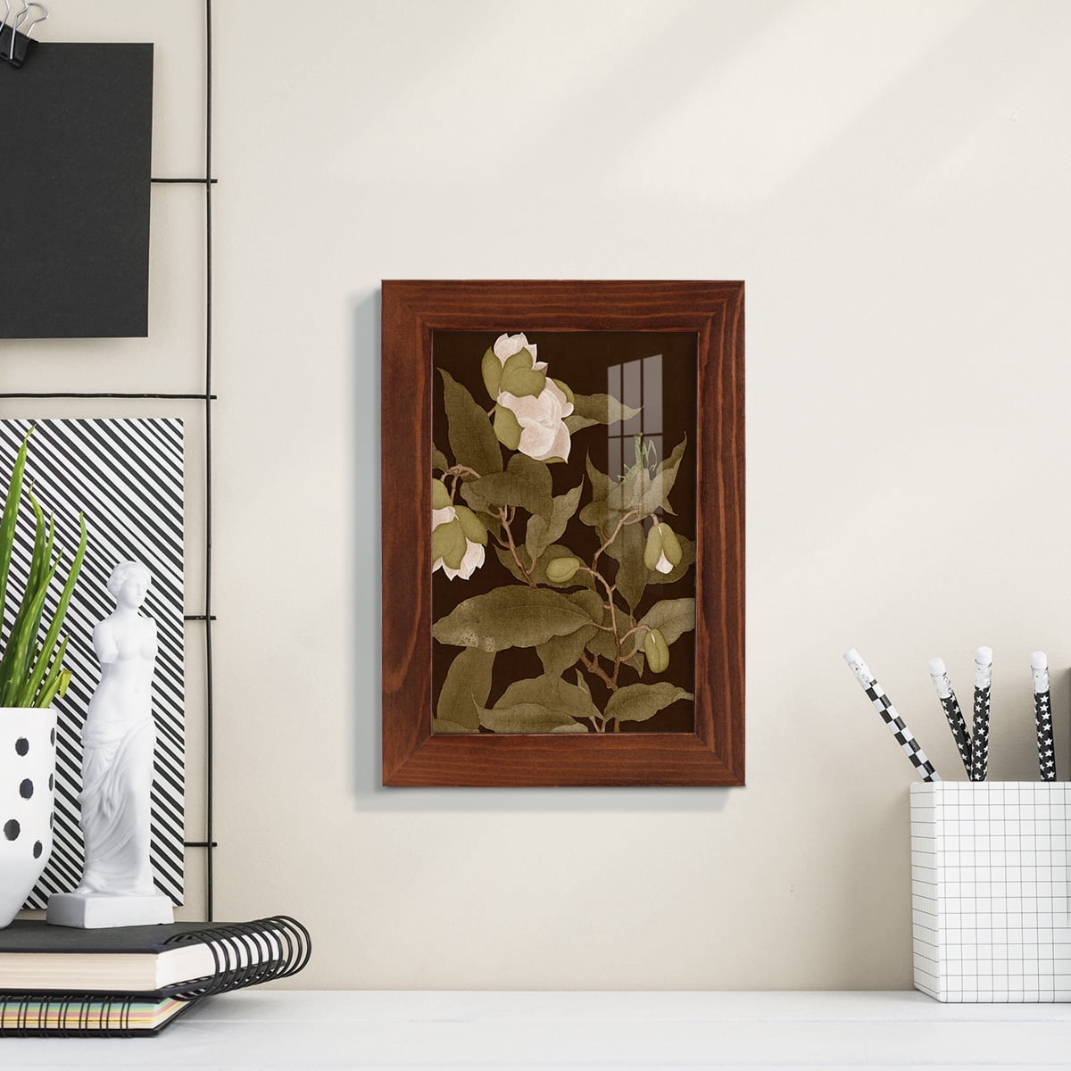 Asian Brocade I - Framed Print w/glass - Chestnut