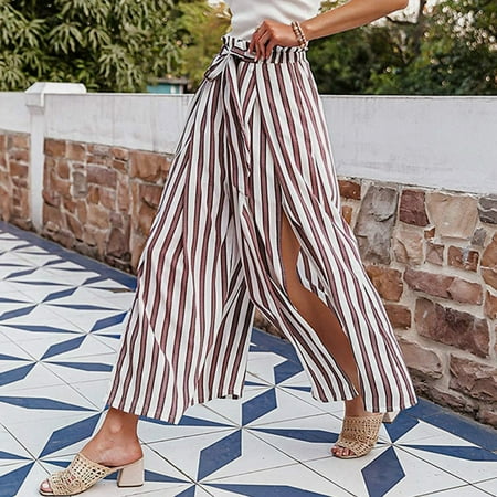 

KaLI_store Scrub Pants For Women Women High Waist Casual Wide Leg Long Palazzo Pants Trousers Comfy Work Dress Pants
