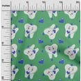 thumbnail image 2 of oneOone Velvet Green Fabric Asian Kawaii Rabbit Sewing Material Print Fabric By The Yard 58 Inch Wide, 2 of 4