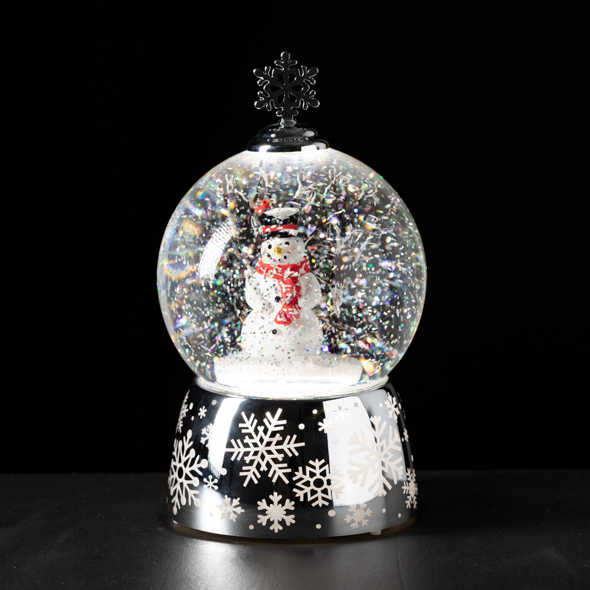8.5"H Sullivans Christmas Lighted Snowman Shimmer Dome, Black-White