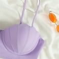 thumbnail image 6 of Prolriy Bikini Top Strappy Seashell Bikini Top Swim Tops Push Up Bathing Suit Tops for Women with Underwire Swimsuit Tops Swim Bras for Women Purple L, 6 of 7