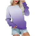 thumbnail image 2 of Tdoqot Womens Sweatshirts- Pullover Long Sleeve Fall Loose Fit Gradient Crewneck Casual Activewear for Women Purple Size 2XL, 2 of 5