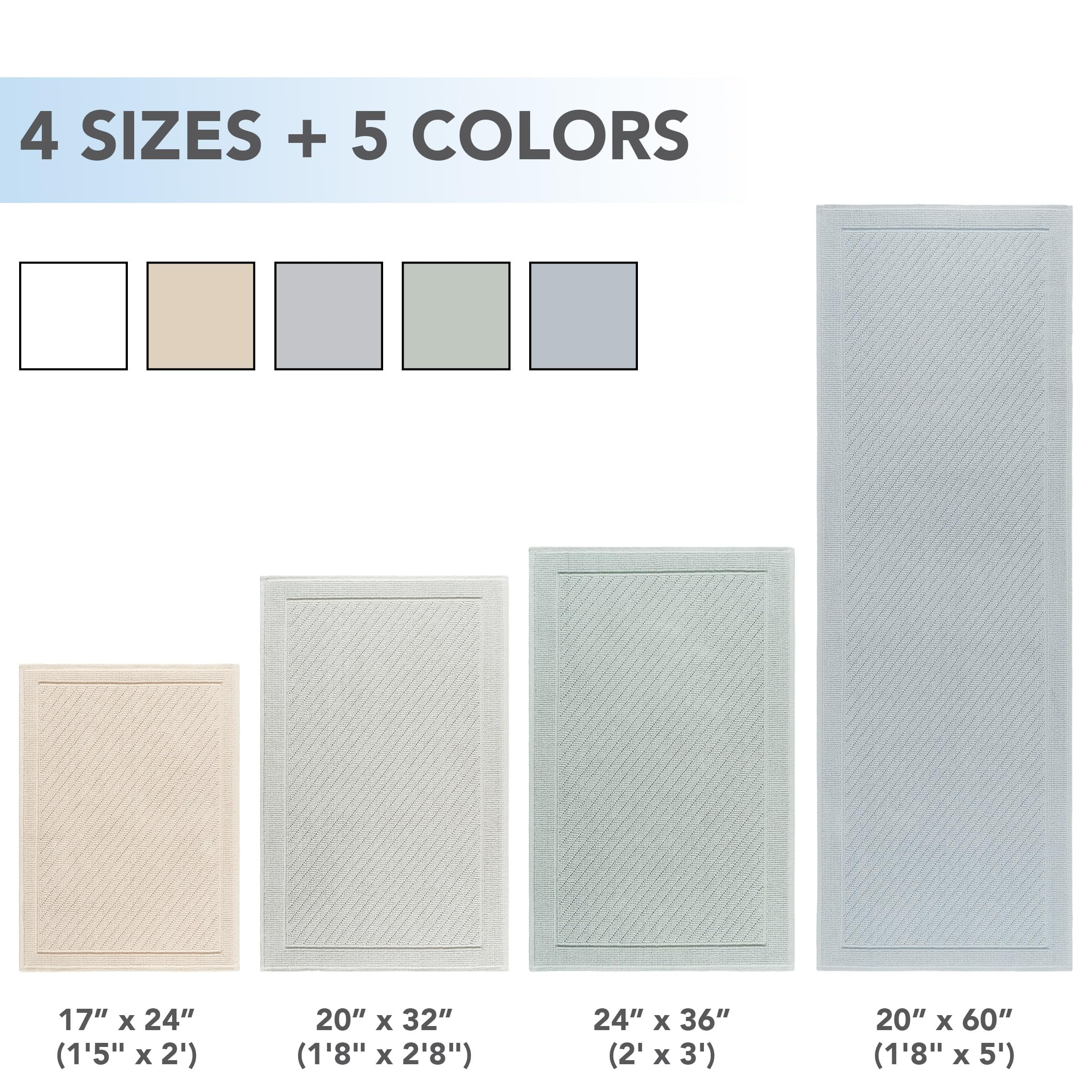 Cotton Bathroom Rug - High Absorbent Stylish Textured Woven Design Bath Mat  Slip Resistant Backing For Shower And Bathtub Floor 24x36 In White