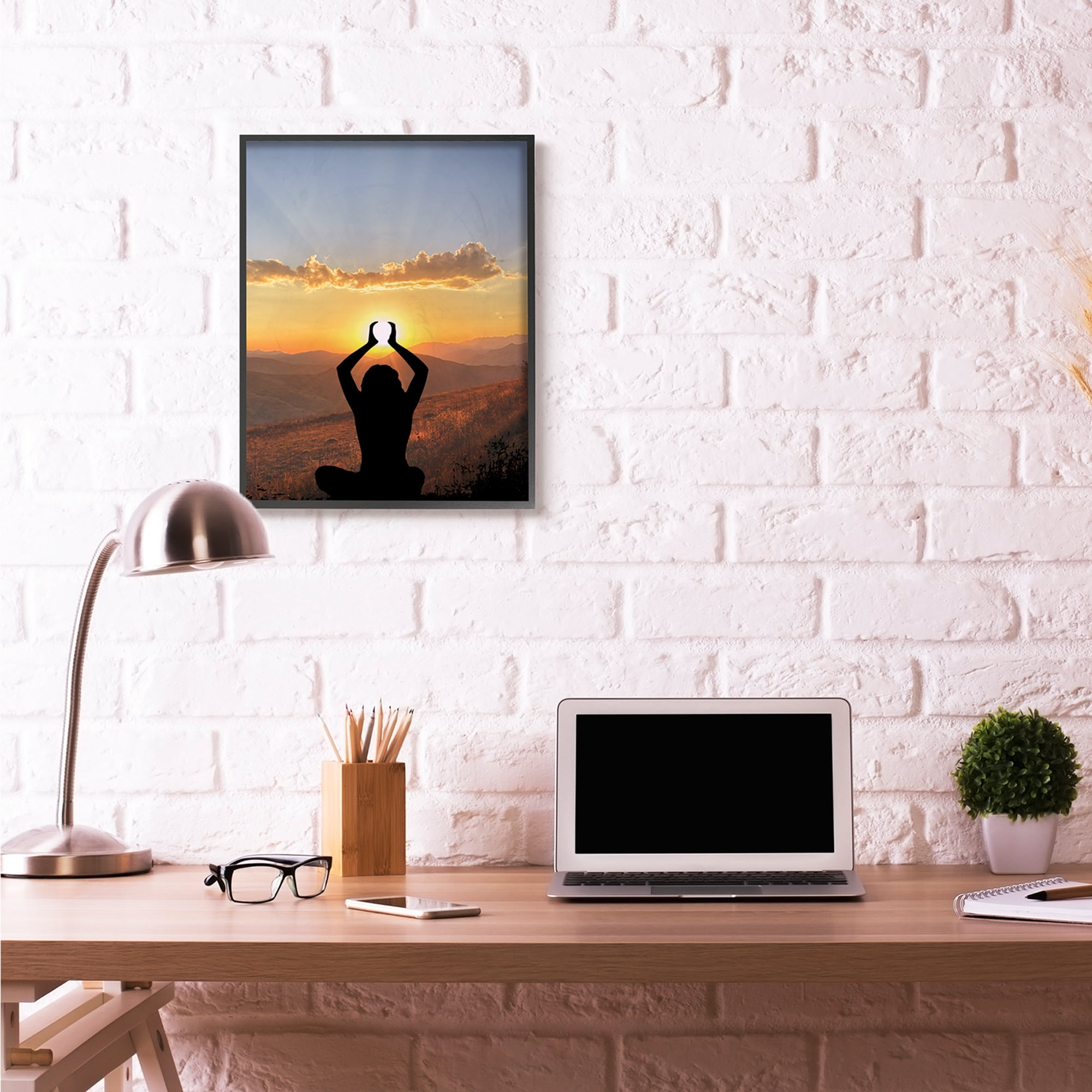 Stupell Industries Lifting The Sun Landscape Photograph Black Framed Art Print Wall Art, 24x30, by Marcus Prime