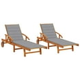 thumbnail image 2 of vidaXL Sun Loungers 2 pcs with Cushions Solid Acacia Wood, 2 of 10