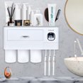 thumbnail image 1 of Wall Mounted Toothbrush Holder for Bathroom, Automatic Toothpaste Dispenser Kit with Magnetic Cups Kids & Family Set Toothbrush Holders, Storage Rack & Easy Install, Durable Space-Saving,Blue, 1 of 7