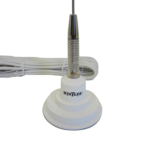 HUSTLER IC100SW CB RADIO ANTENNA MAGNETIC BASE 41 WHIP W_ SPRING _WHITE_