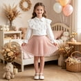 thumbnail image 5 of hoksml Girls Back to School Button Down Shirt Solid Long Sleeve Lace Ruffle Blouse Classic Collared School Uniform Tops, 5 of 9