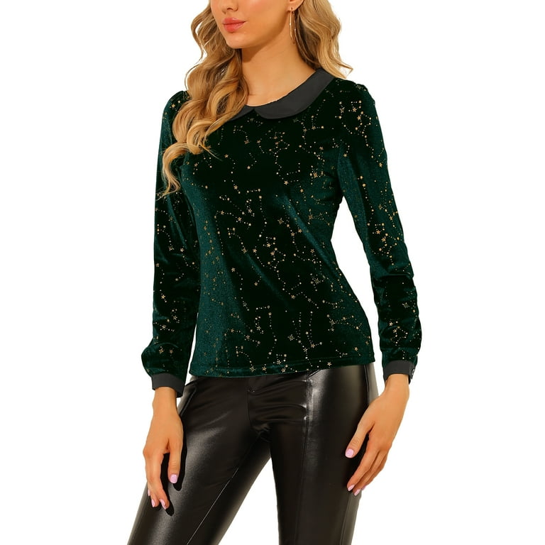 Sequin peter pan collar blouse sales