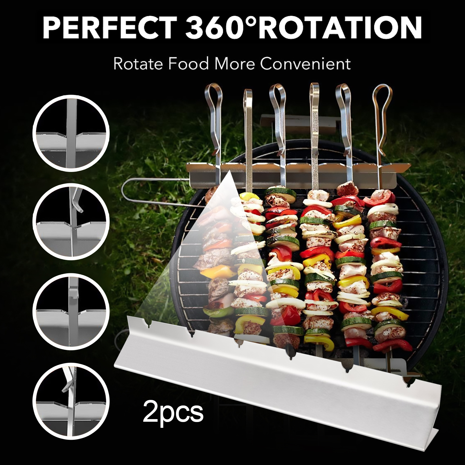 Honrane Vshaped Skewers Holder 2Pcs 6 Slots Food Grade Stainless