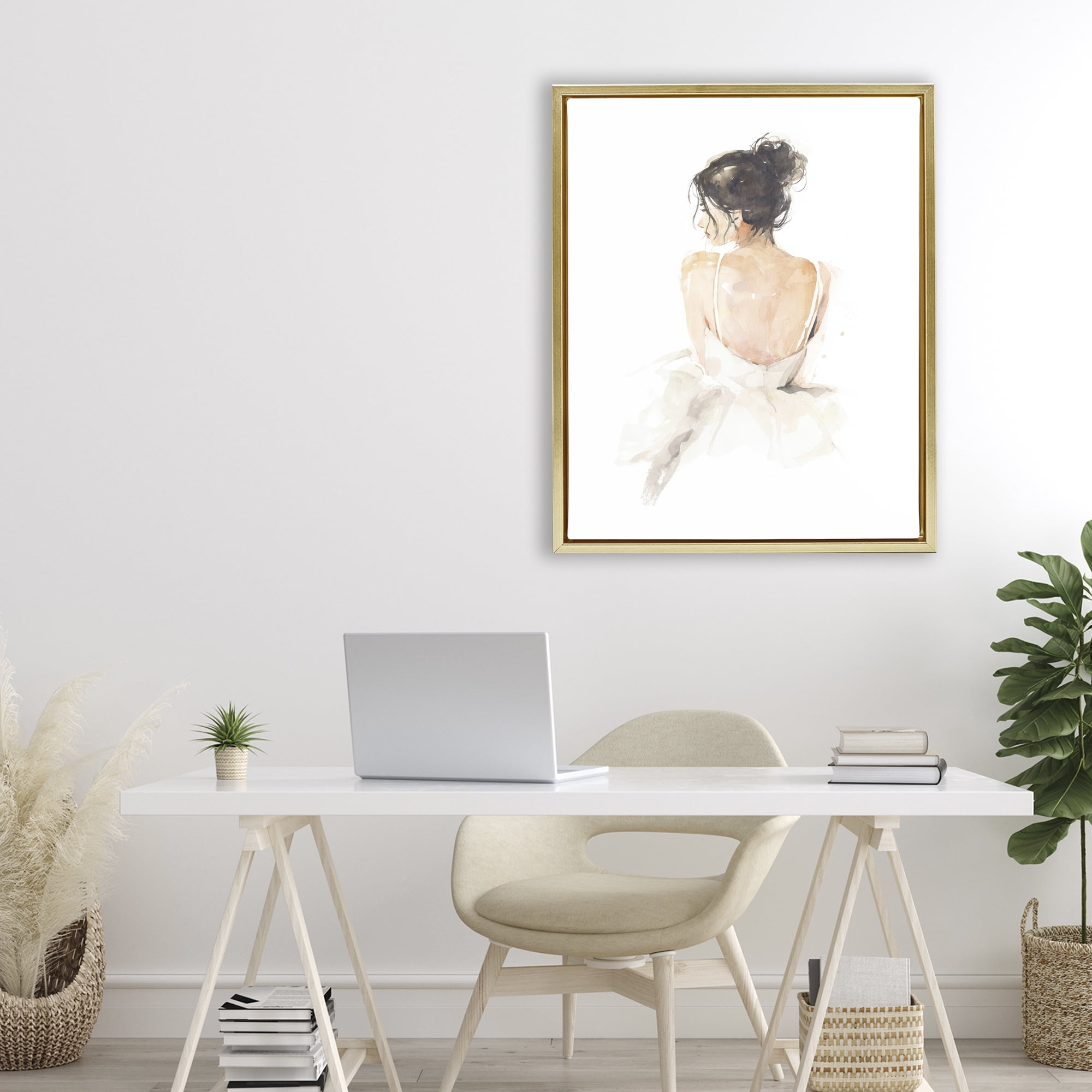 Stupell Industries Feminine Serenity Woman Gold Framed Floater Canvas Wall Art, design by Svetlana Aleynikova