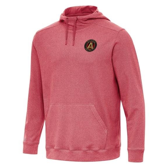 Men's Antigua Heather Red Atlanta United FC Cloud Pullover Hoodie
