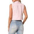 thumbnail image 3 of INSPIRE CHIC Women's Metallic Faux Leather Lapel Collar Sleeveless Zip Cropped Vest M Pink, 3 of 6