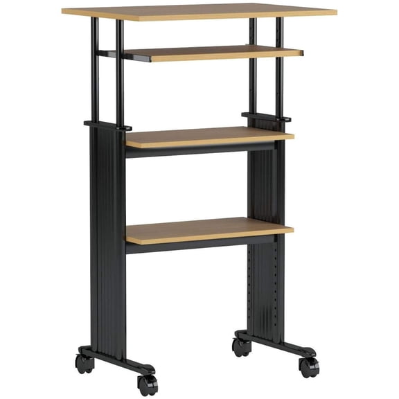 Scranton & Co Standing Height Adjustable Workstation in Medium Oak