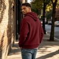 thumbnail image 6 of Resicozy Mens Waffle Hoodies Pullover Long Sleeve Casual Fashion Sweatshirts Gym Hooded Shirt with Pocket Wine 4XL, 6 of 8