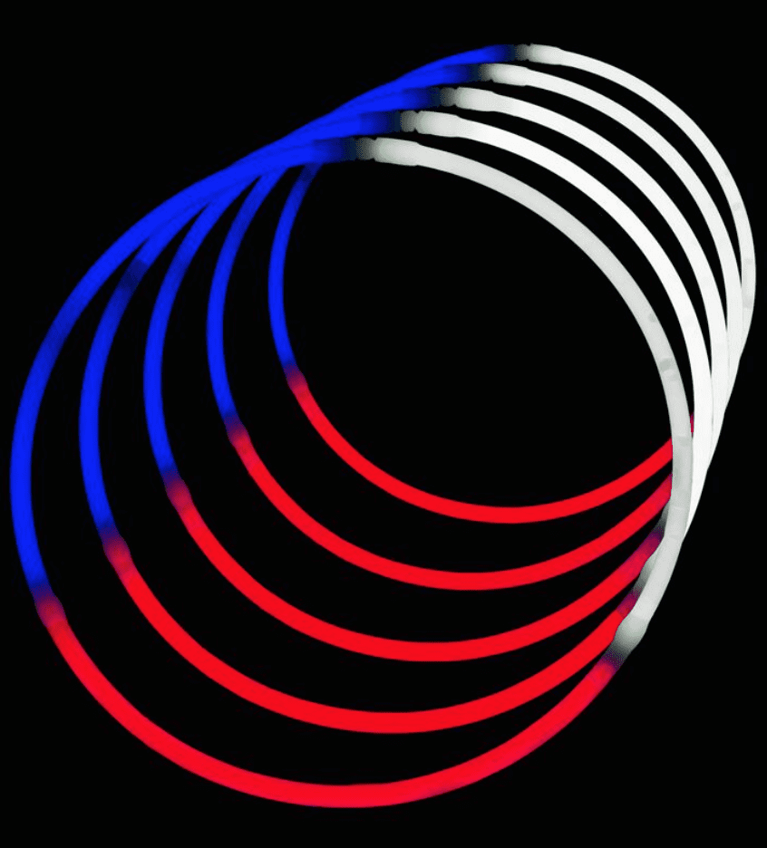 blue and white glow sticks