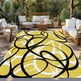 thumbnail image 2 of Yellow Geometric Outdoor Rug for Patio/Deck/Porch, Non-Slip Large Area Rug 6 x 9 Ft, Farmhouse Abstract Black White Striped Indoor Outdoor Rugs Washable Area Rugs, Camping Rug Carpet Runner, 2 of 8