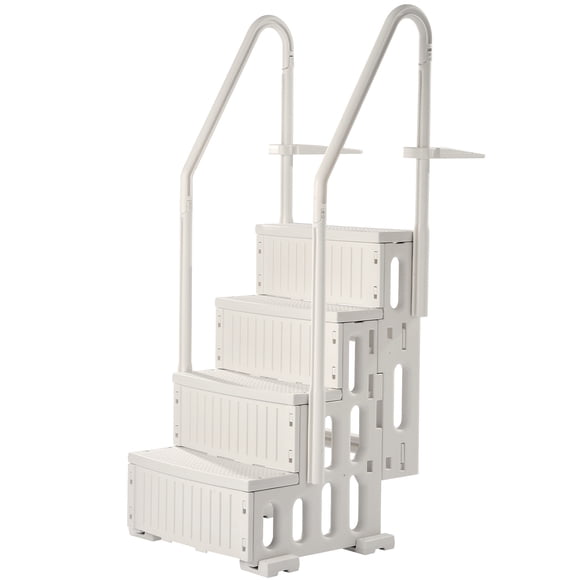 VEVOR 4-Step White Pool Ladder of Double Handrails Supports 400 lb for 48-54 In Pools