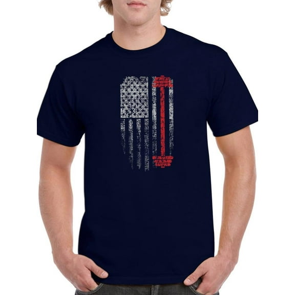American Flag And Barbell T-Shirt Men -Image by Shutterstock, Male x-Large
