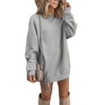 thumbnail image 1 of LUXUR Robe Chandail à Manches Longues pour Femmes, Unie, d'Hiver, à Enfiler, Gris Pâle, TG, 1 of 2