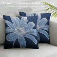 Fenyluxe Navy Blue Daisy Flower Lumbar Pillow Covers Spring Summer