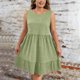 thumbnail image 3 of Vestido Casual Más Tamaño de las Mujeres sin Mangas Cuello Redondo de Poliéster Sólido Vestido de Longitud Regular Más Tamaño Vestido de Línea, 3 of 7