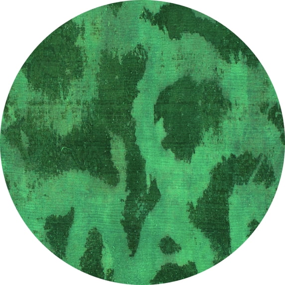 Ahgly Company Indoor Round Abstract Green Modern Area Rugs, 3' Round