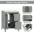 thumbnail image 5 of 24" Sturdy Bathroom Organizer, Space-Saving Freestanding Cabinet with Adjustable Shelf, Retro Bathroom Vanity with Ceramic Sink for Bathroom, Grey, 5 of 9