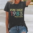 thumbnail image 2 of Trendfront Womens Vintage 1983 T Shirts Letter Graphic Crewneck Casual Short Sleeve Loose Fit Tops Trendy Fashion Tee Pullover Daily Wear, 2 of 5