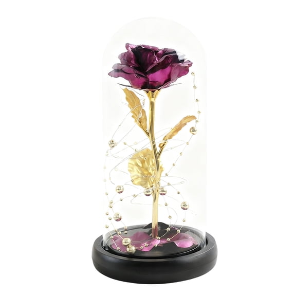 JVBTVB Rose Lampshade With Lights Valentines Day Decor, Glass Dome Forever Rose Ornament, Lighted Artificial Flower Gift For Women, Romantic Home Desktop Decoration For Anniversary Birthday Wedding